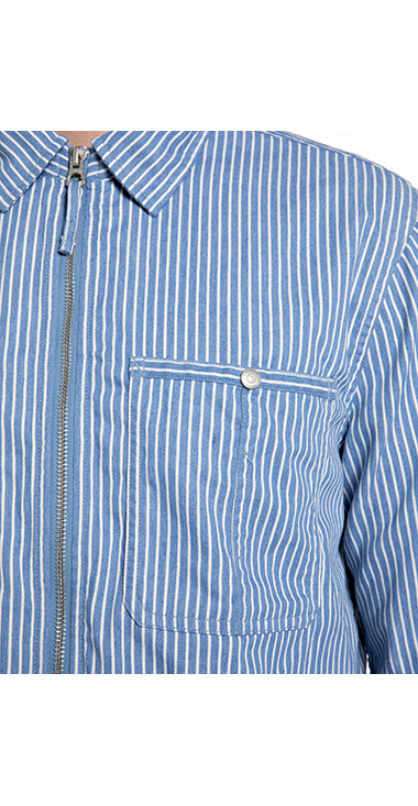 フルジッパーストライプコットンツイルシャツ 詳細画像 ブルー/ホワイト 3